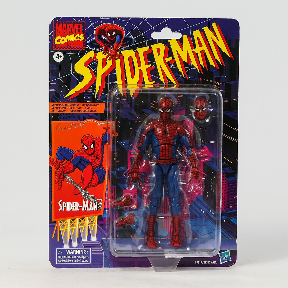 Boneco de Ação de PVC Colecionável Homem-Aranha Cel-Shading Comics Marvel Legends Retro Cardback Modelo de Brinquedo de Presente
