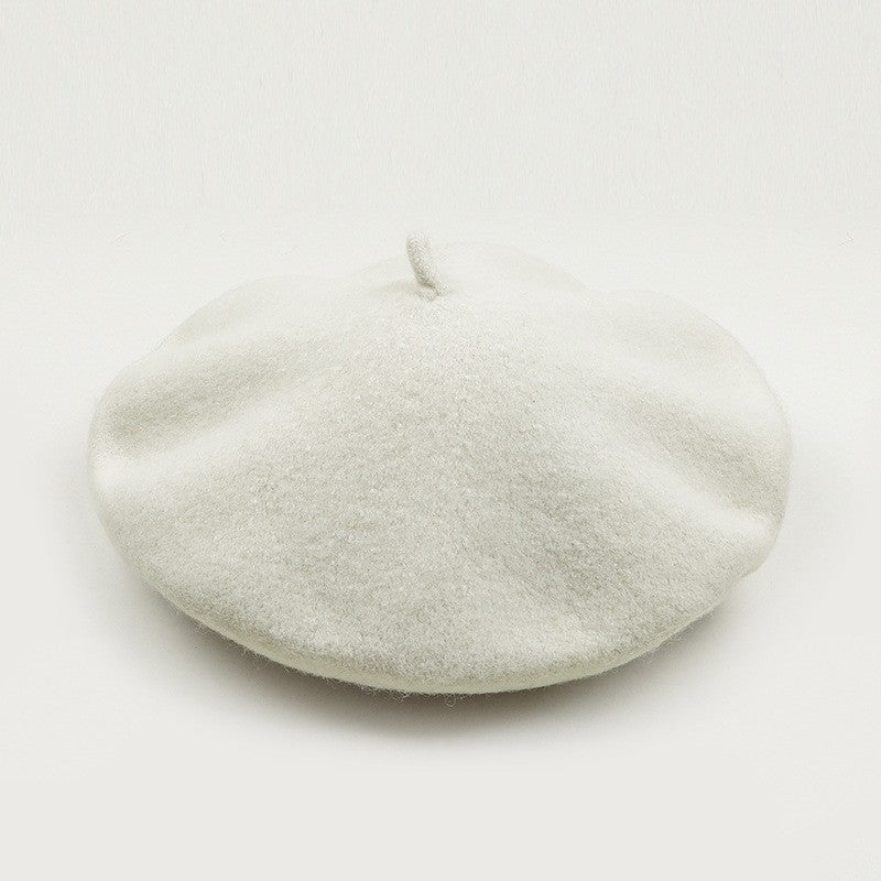 Boina de lã sintética quente de inverno feminina meninas artista francesa gorro chapéu vermelho preto roxo bege laranja Kawaii bonés de topo plano aquecedores