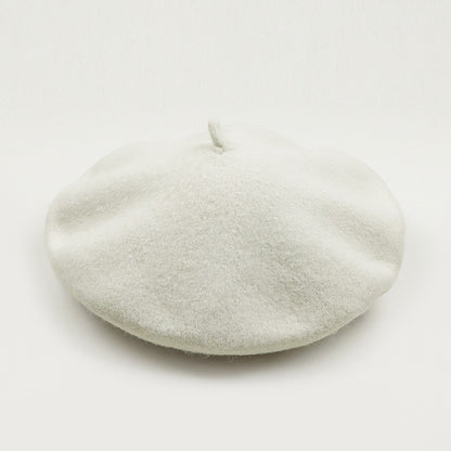 Boina de lã sintética quente de inverno feminina meninas artista francesa gorro chapéu vermelho preto roxo bege laranja Kawaii bonés de topo plano aquecedores