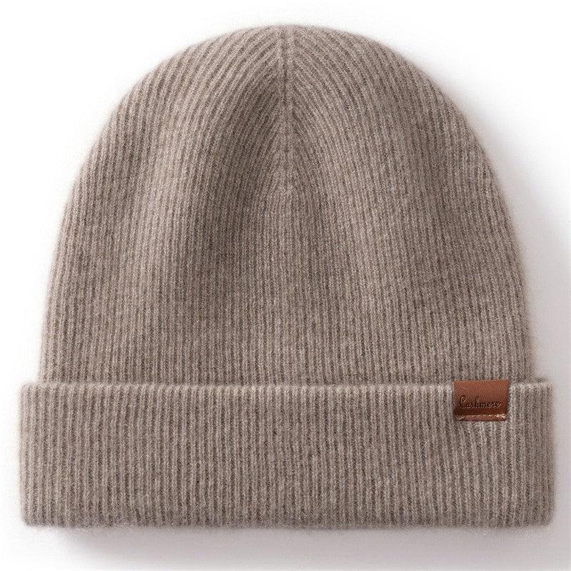 New Autumn Winter 100% Cashmere Hat Knitted Mountaineering Wool Hat Outdoor Skiing Double Layer Men and Women Thickened Warm