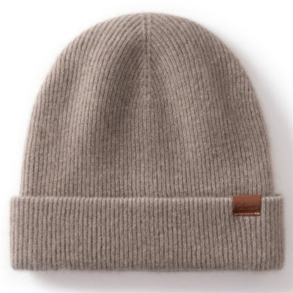 New Autumn Winter 100% Cashmere Hat Knitted Mountaineering Wool Hat Outdoor Skiing Double Layer Men and Women Thickened Warm