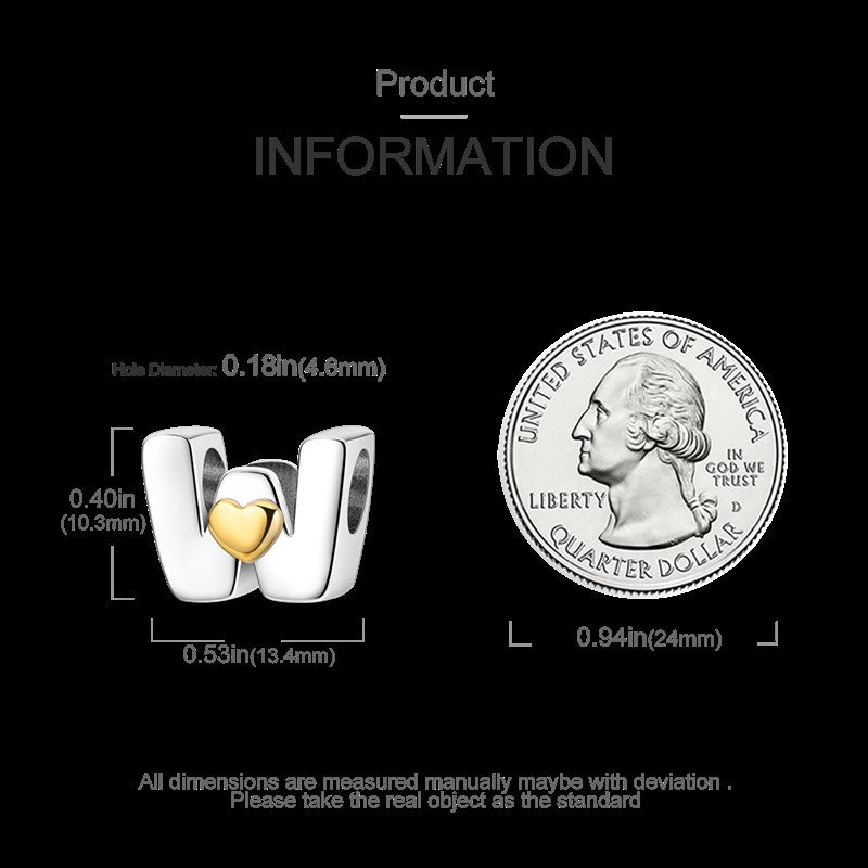 Fit Original Bangle Bracelet DIY A-Z Alphabet Charms Bead 925 Sterling Silver CZ Zircon LOVE Letter Dangle Pendant Jewelry Gift