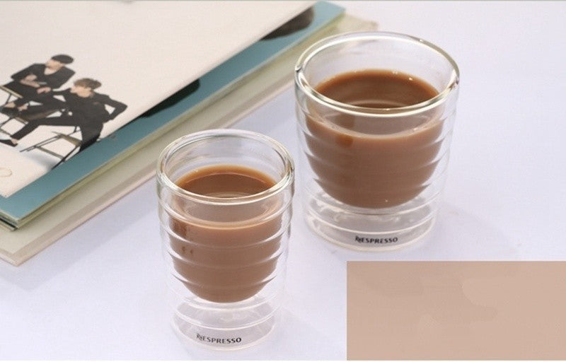 Xícara de Espresso Copo Térmico de Vidro para Chá Leite Bebidas Caneca de Vidro Sopro Artesanal com Parede Dupla Canecas para Whey Protein e Nespresso