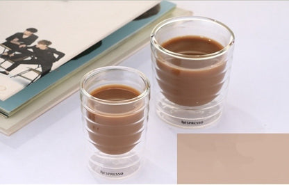 Xícara de Espresso Copo Térmico de Vidro para Chá Leite Bebidas Caneca de Vidro Sopro Artesanal com Parede Dupla Canecas para Whey Protein e Nespresso