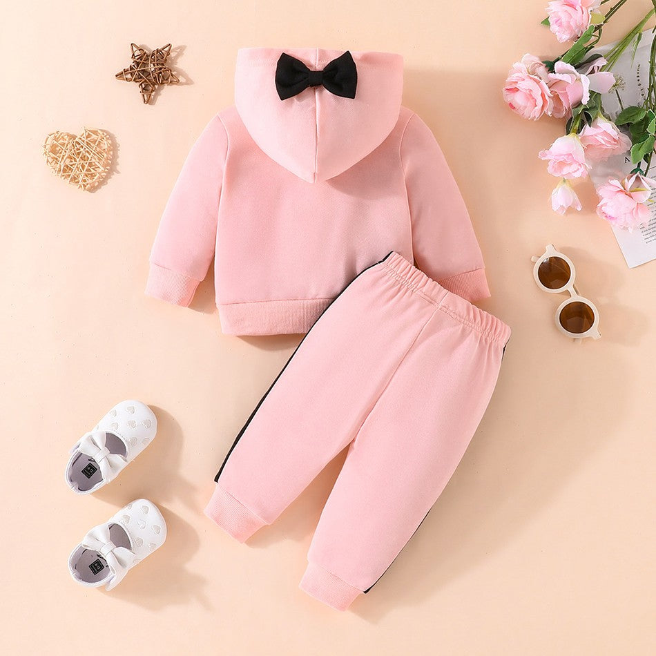 Comfort Fashion Spring-Autumn Baby 2-Piece Clothing Set Children Long Sleeve Hoodie and Color Blocked Pants Everyday Wear Sets