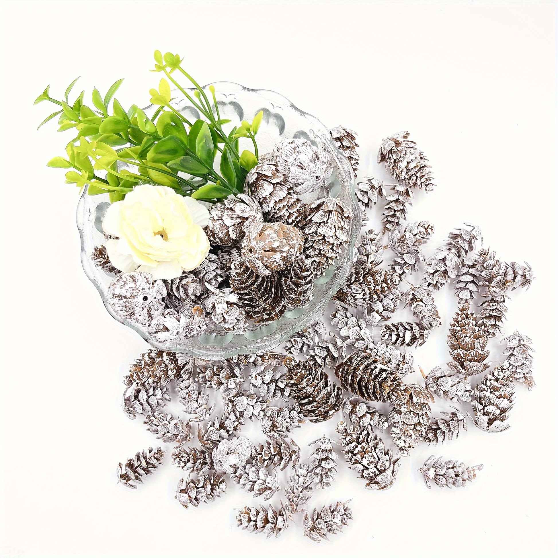 30/50pcs Plastic White Artificial Pinecone Plant Christmas Party Decorations Home Decor Christmas Tree Garland Accessiories