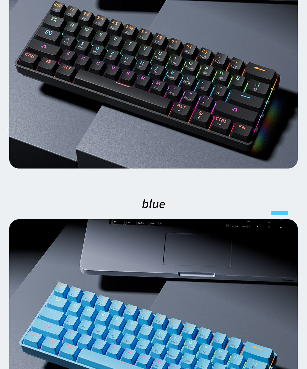 Teclado Mecânico Gamer MUCAI MK61 USB Esports 61 Teclas Eixo Vermelho Com Fio Cabo Destacável Retroiluminação RGB Hot Swap