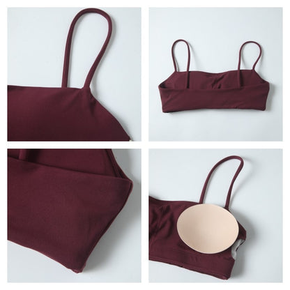 Ctenkevet Sling Yoga Bra Women Gym Workout Push Up Brassiere Female Outdoors Sports Underwear Women Fitness Shockproof Crop Top