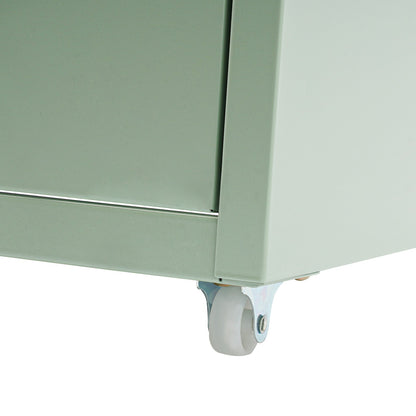 Gaveteiro de Metal com Rodas e Fechadura | Armário para Documentos com 6 Gavetas para Escritório em Casa, com Rodas | Branco-sujo/Verde/Amarelo