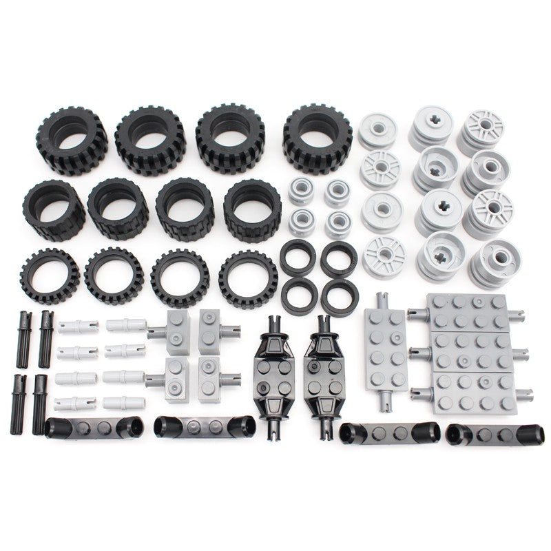 56 unidades/lote Moc Roda Técnica Blocos de Construção Tijolos Pino Pneu Eixo Conector Carro Tecnologia Automóvel Peças Conjunto Brinquedo
