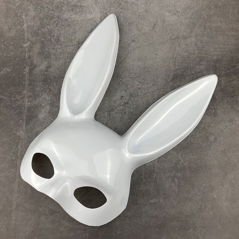 Half Face Rabbit Mask Black White Halloween Mask Christmas Bar Masquerade Party Rabbit Ears Masks Sexy Cosplay Props