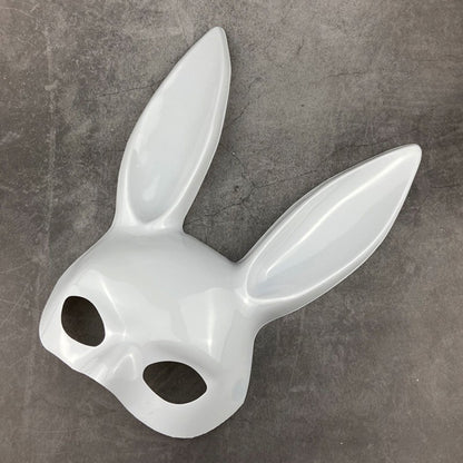Half Face Rabbit Mask Black White Halloween Mask Christmas Bar Masquerade Party Rabbit Ears Masks Sexy Cosplay Props