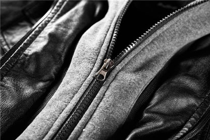 Autumn and Winter Women's Motorcycle Leather Jacket Short Hooded Detachable Hood Jacket Slim Fit Plus Suede Leather Jacket Women