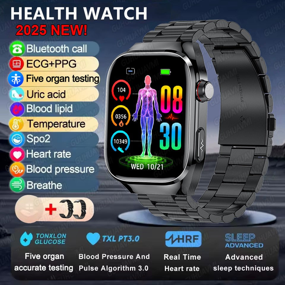 2025Novo Micro Exame Físico Smartwatch Para Homens Ácido Úrico Gordura Corporal Relógios de Saúde de Cinco Órgãos Chamada Bluetooth SmartBracelet
