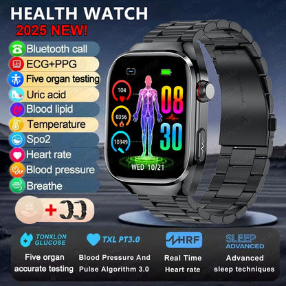 2025Novo Micro Exame Físico Smartwatch Para Homens Ácido Úrico Gordura Corporal Relógios de Saúde de Cinco Órgãos Chamada Bluetooth SmartBracelet