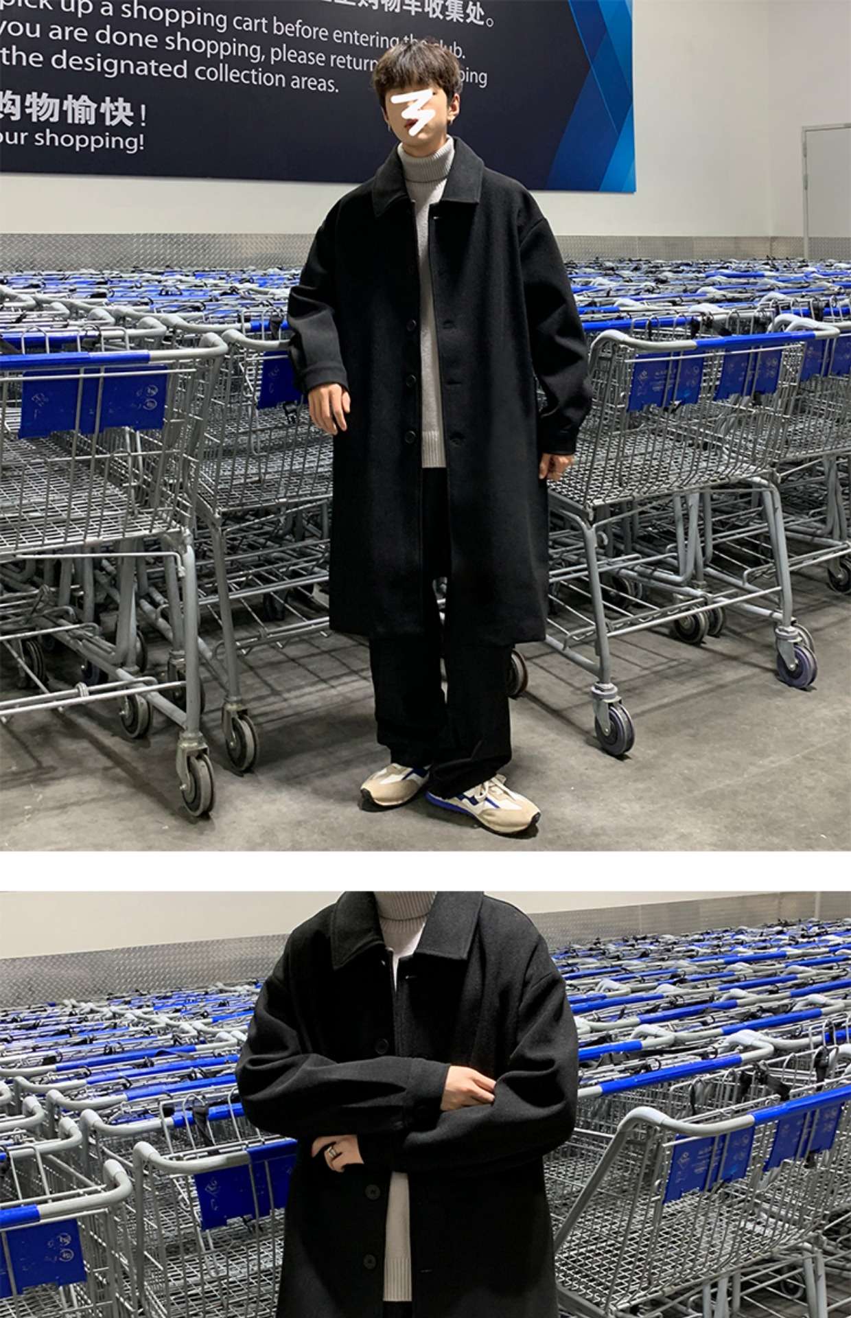 Blends Men X-long Autumn Winter Korean Style Trendy Loose Overcoats Solid Handsome All-match College Harajuku Clothing Mid-calf