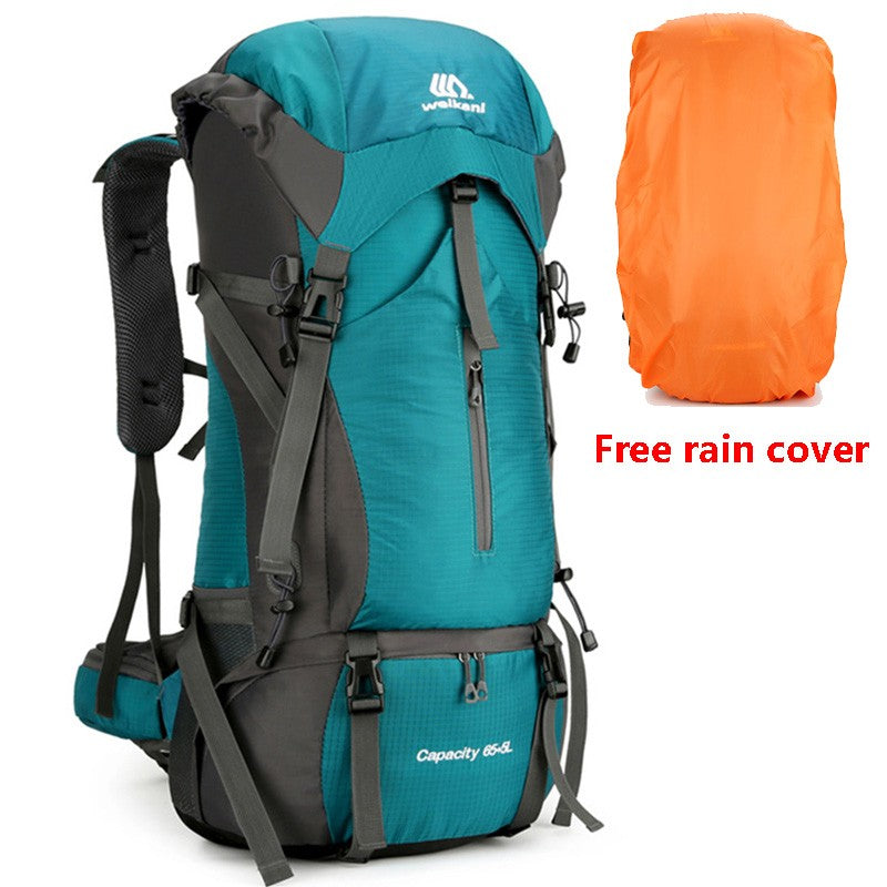 Mochila de acampamento em nylon 70L, bolsa de viagem com capa de chuva, mochila para caminhada ao ar livre, mochila de montanhismo, bolsas de ombro masculinas, bagagem