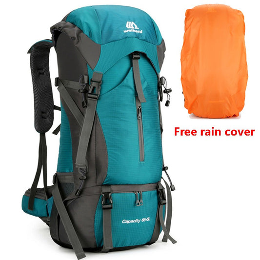 Mochila de acampamento em nylon 70L, bolsa de viagem com capa de chuva, mochila para caminhada ao ar livre, mochila de montanhismo, bolsas de ombro masculinas, bagagem