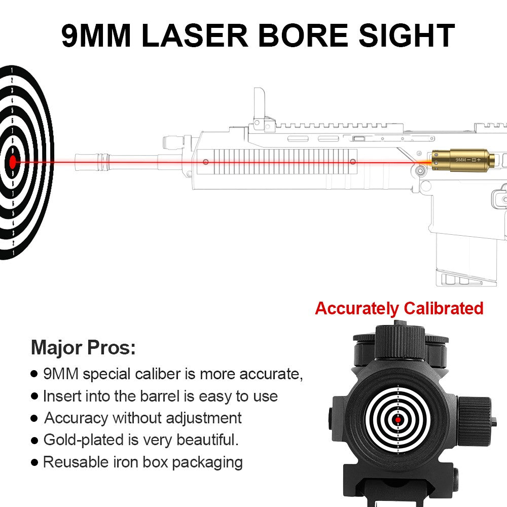 9MM Óptica Cartucho Laser Red Dot de Alinhamento Latão 9MM Alinhador de Mira Para Pistola Rifle Acessórios de Caça 6 Bate