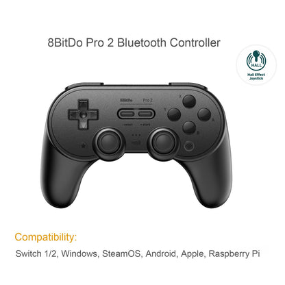 8BitDo Pro 2 Bluetooth Controller Hall Effect Joystick Gamepad for Apple Nintendo Switch 2 PC MacOS Android Steam Deck
