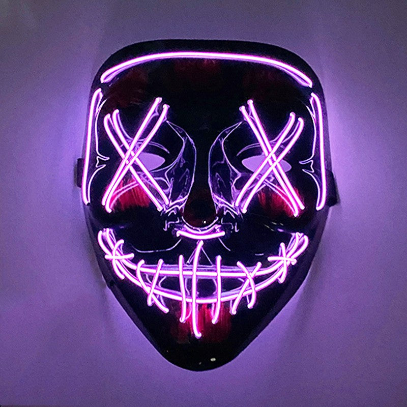 Scary Wireless Glowing LED Mask Halloween Party Supplies Neon Purge Mask Cosplay Luminous Face Masks Carnival Festival Props