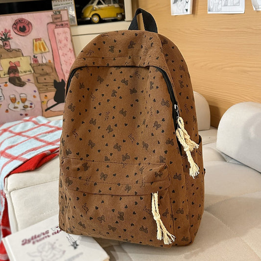 Corduroy Autumn and Winter New Large-Capacity Backpack for Class, Commuting, Versatile Backpack, Outdoor Travel Backpack
