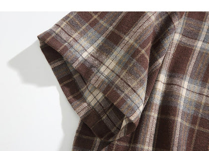 2025 Mens Cotton Plaid Style Cargo Shirts Casual Dress Short Sleeve Work Streetwear Blouses M-5XL