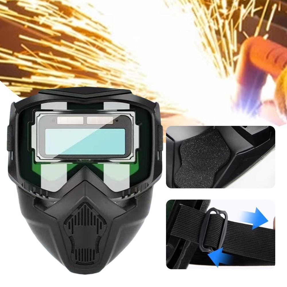 Máscara de solda de escurecimento automático para cabeça, tipo dividida, com faixa ajustável e destacável, e ventilação
