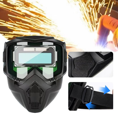 Máscara de solda de escurecimento automático para cabeça, tipo dividida, com faixa ajustável e destacável, e ventilação