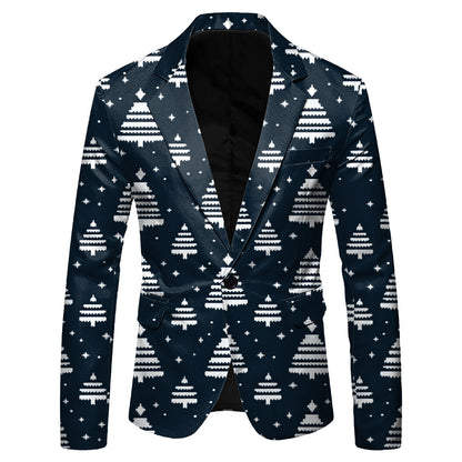 Christmas Mens Suit Jackets Fashion Fitness Casual Button New Year Party Dress Suits For Men Vintage Xmas Costume Casual Coats