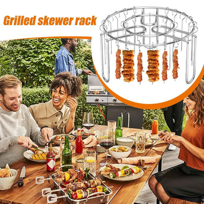 Air Fryer Grill Rack Stainless Steel Hanging Grill Skewers Non-Stick home Barbecue Kebabs Rack For Vegetable Fish Meat Shrimp
