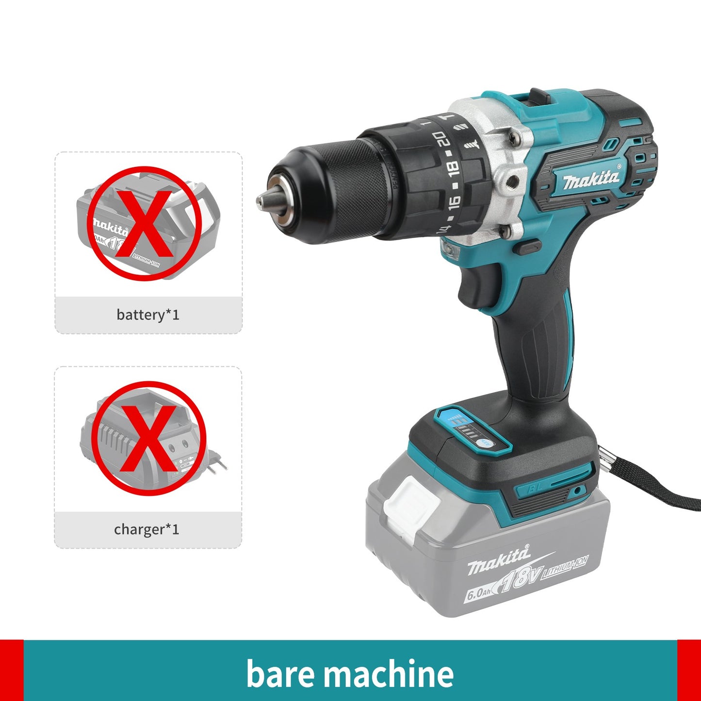 Furadeira Parafusadeira a Bateria 18V DDF487 Makita, Motor Brushless, Ferramenta Elétrica Adequada para Bateria 18V
