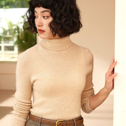 Autumn and Winter New Women's Sweater 100% Pure Cashmere High Collar Hoodie Knitted Basic Style Hot Selling Women's Top