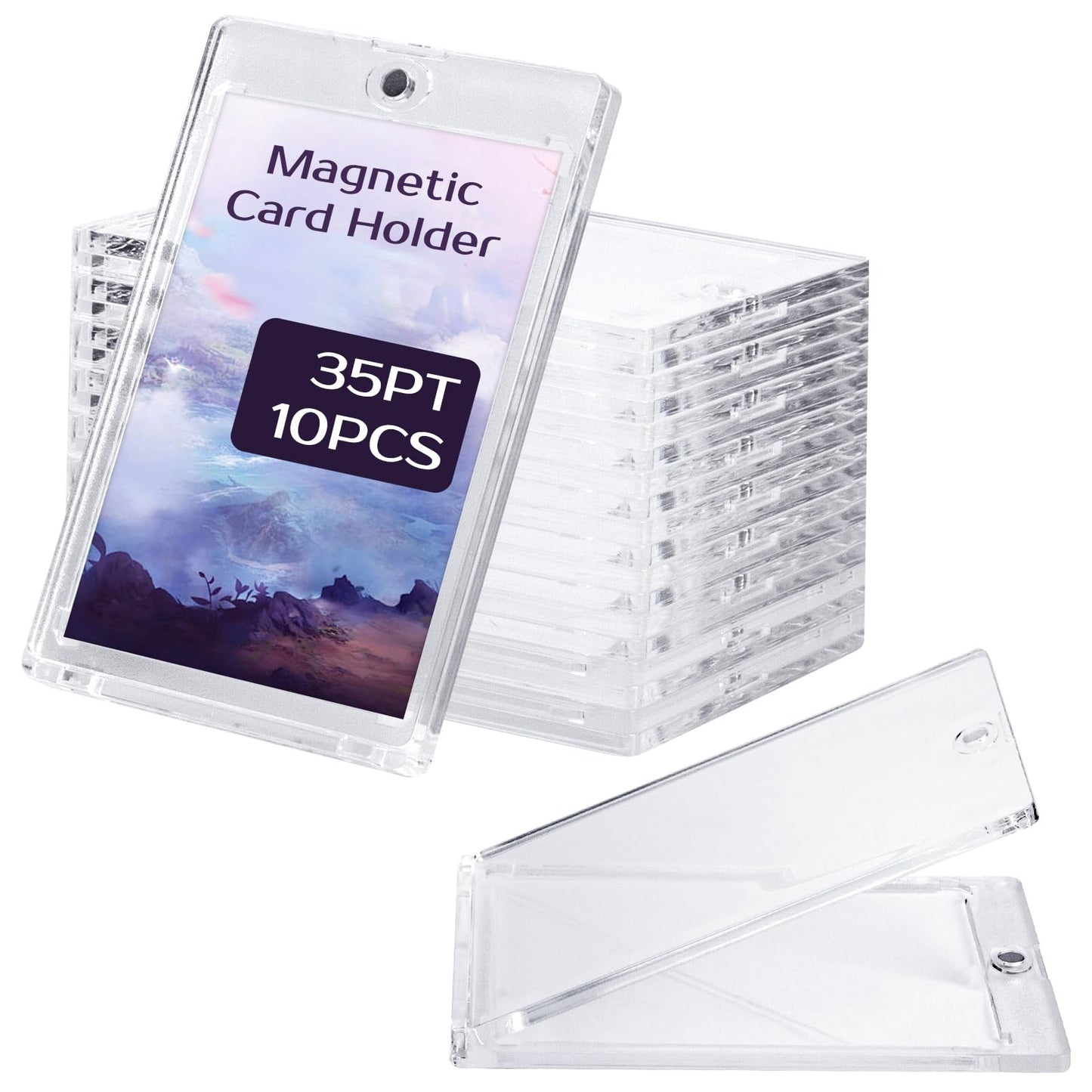 35PT Magnetic Card Holder Set Caixa Expositora Adequada para Cartas Colecionáveis de YuGiOh Pokémon Jogo Esporte Protetor de Acrílico Rígido Brinquedo
