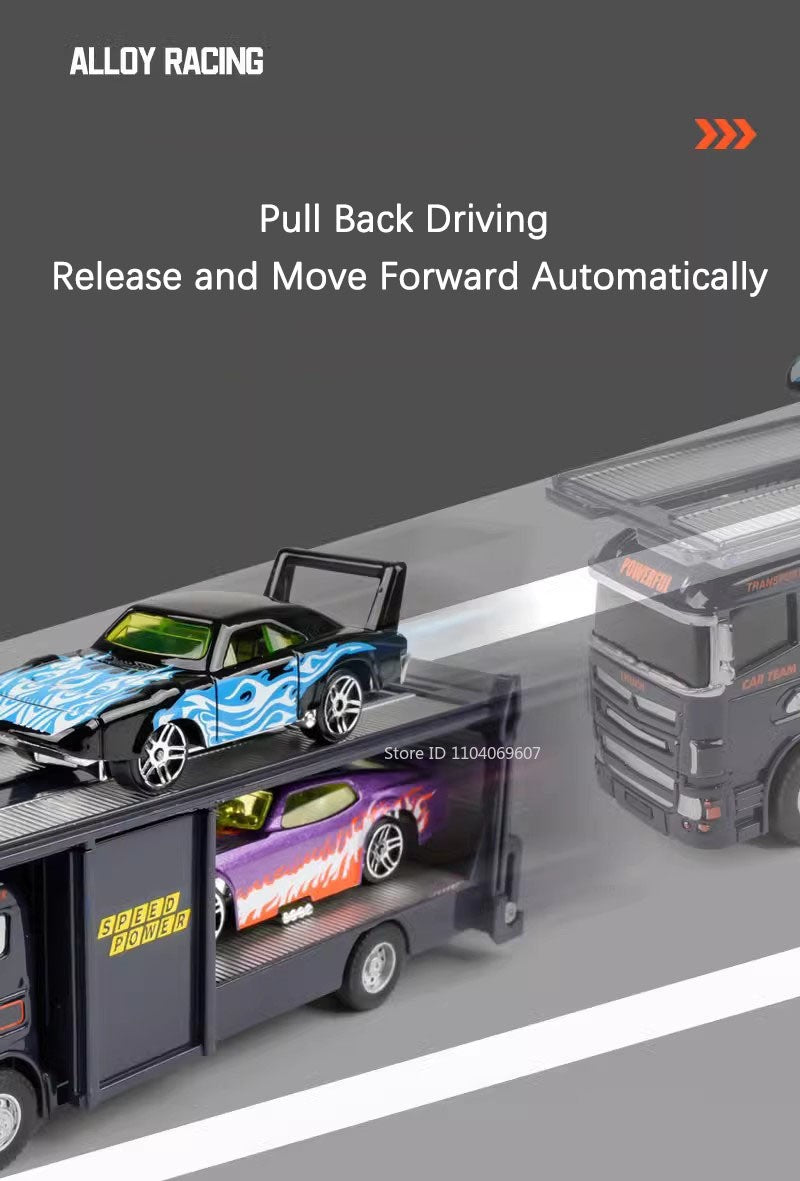 Caminhão de Contêineres em Miniatura Escala 1:64 Carrinhos de Brinquedo de Metal Diecast Reboque com Fricção Veículos de Transporte para Presentes Infantis