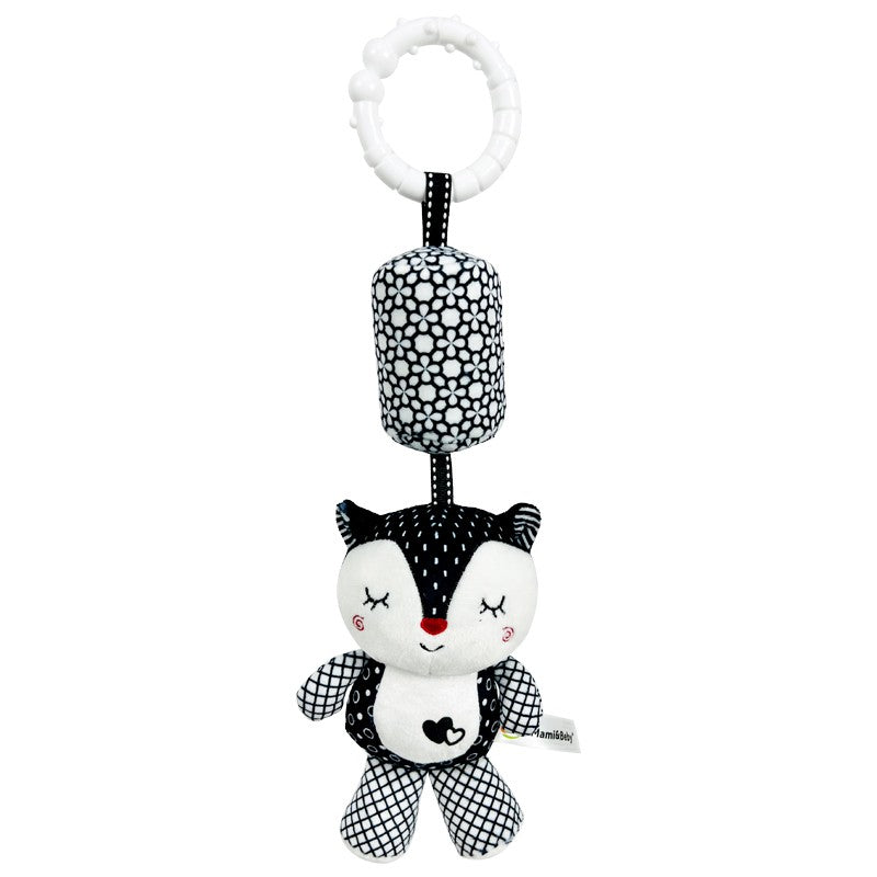 Stroller Bed Crib Hanging Bell Plush Doll Baby Infant Rattles Newborn Black White Visual Grab Ability Training Toy for Bebe Gift