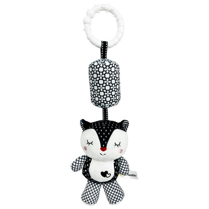 Stroller Bed Crib Hanging Bell Plush Doll Baby Infant Rattles Newborn Black White Visual Grab Ability Training Toy for Bebe Gift