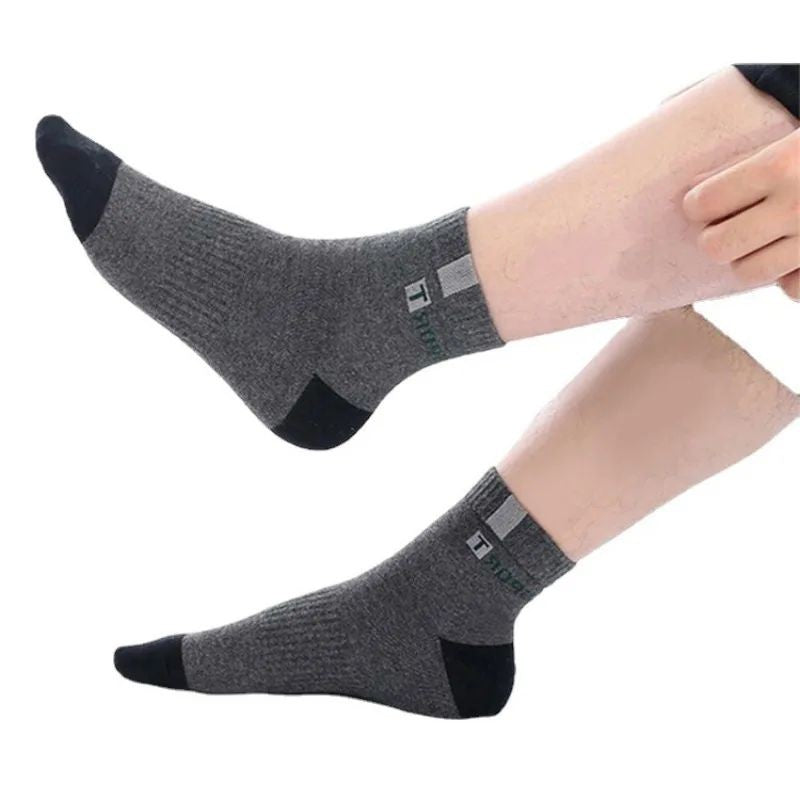 5 Pairs Cotton Sock for Men Sport Breathable Soft Letter Fashion Sneakers High Elastic Middle Tube Stocking Towel Sox Summer