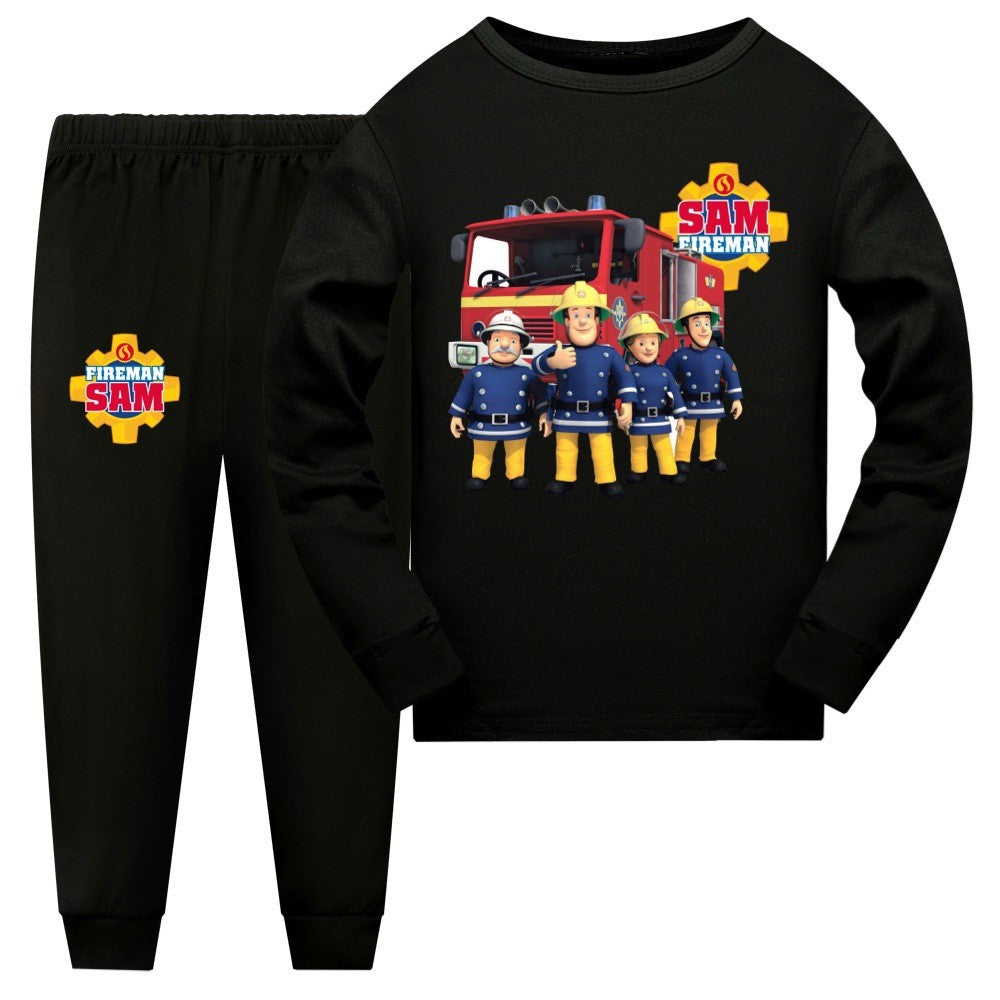 Anime Fireman Sam Clothes Kids Fire Fighting Pajama Sets Baby Girls Homewear Toddler Boys Nightwear Children Long Sleeve Pijamas