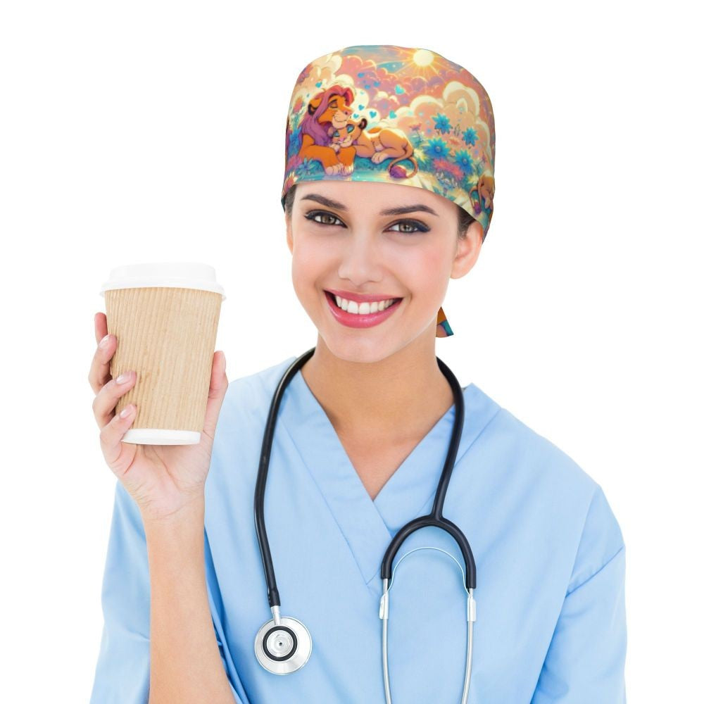 Boné cirúrgico personalizado O Rei Leão, divertido, para homens e mulheres, chapéu de esfoliação, gorro de enfermeira para dentista