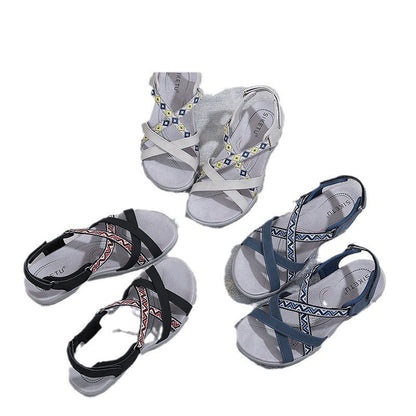 Comfortable Wear-Resistant Flat Shoes New Versatile Fashionable Women's Light And Comfortable Sandals Breathable Ethnic Style