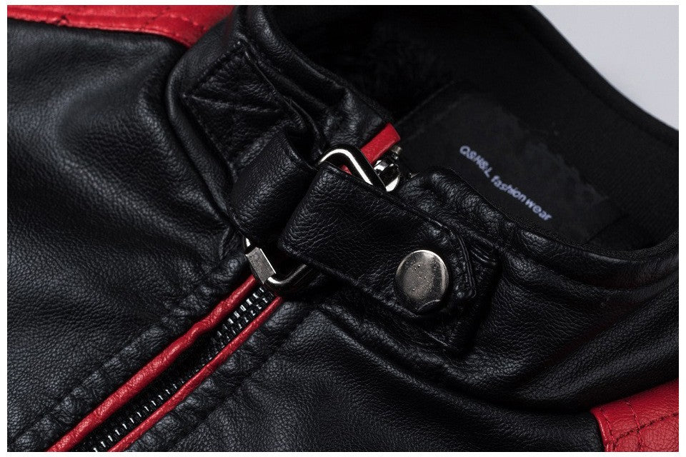 Motorcycle Jacket Leather Men Coat Bomber Waterproof Warm Fashion Splicing Vintage Stand Collar Riding Black Long Jacket Plus