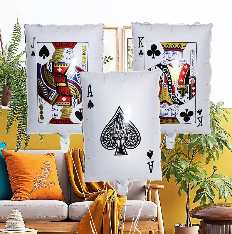 10Pcs Poker Cards Casino Balloon Aluminum Foil Balloons Wedding Christmas Party Shower Birthday Decoration Heart Club