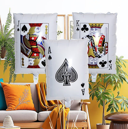 10Pcs Poker Cards Casino Balloon Aluminum Foil Balloons Wedding Christmas Party Shower Birthday Decoration Heart Club