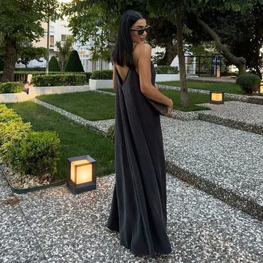 MUJER Black Slip Long Dresses for Women Red Draped Summer Dress Woman 2025 Sexy