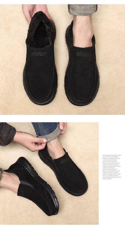 Fashionable Warm Winter Loafers Comfortable Walking Shoes Soft Lightweight Gift for Dad Suitable for Middle-Aged And Elderly Men