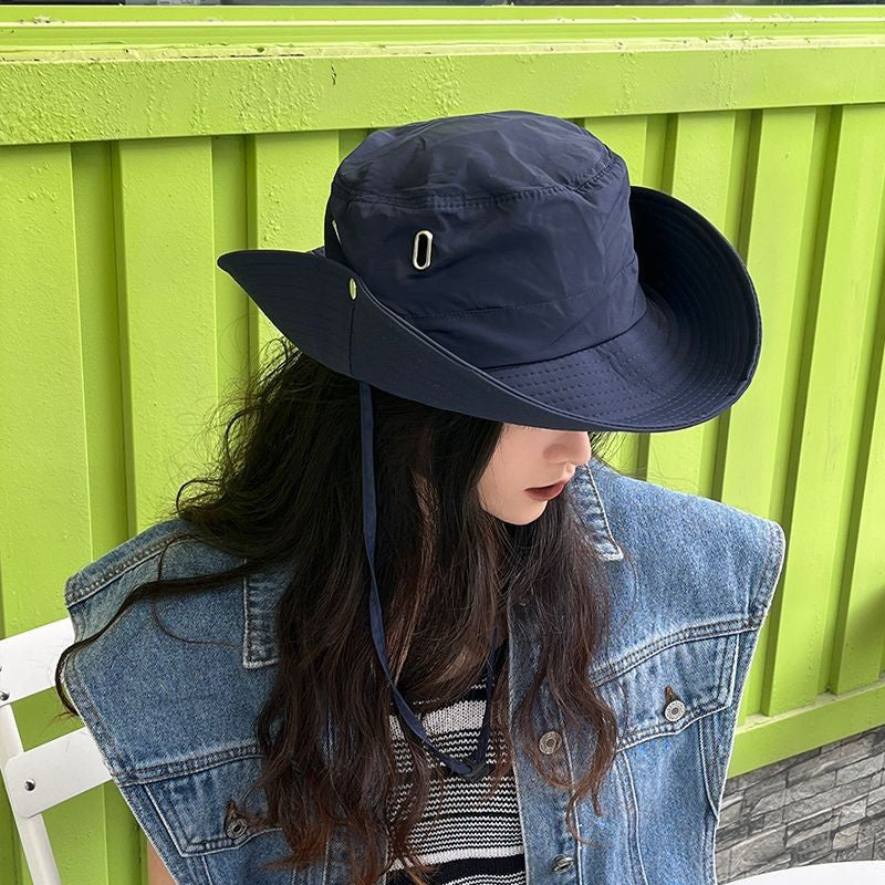 Womens Windproof Outdoor Sun Hat Summer UV Protection Bucket Safari Wide Brim Fisherman Cap Cowboy Men Fishing Hiking Beach Hats