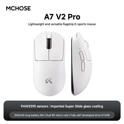 MCHOSE A7 V2 Ultra Gaming Mouse Sensor PAW3950 TI Dual 8000Hz 20000fps 42000DPI 750IPS Revestimento de Vidro Super Deslizante Importado CSGO