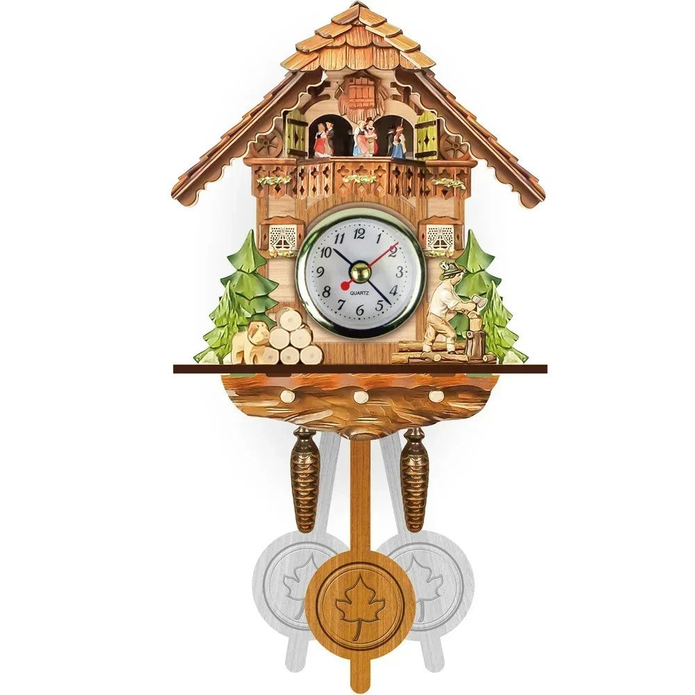 Wooden Hanging Wall Clock Bird Alarm Clock Cuckoo Clocks For Home Kid's Room Decoration Quartz Watch Decorative Home Decor
