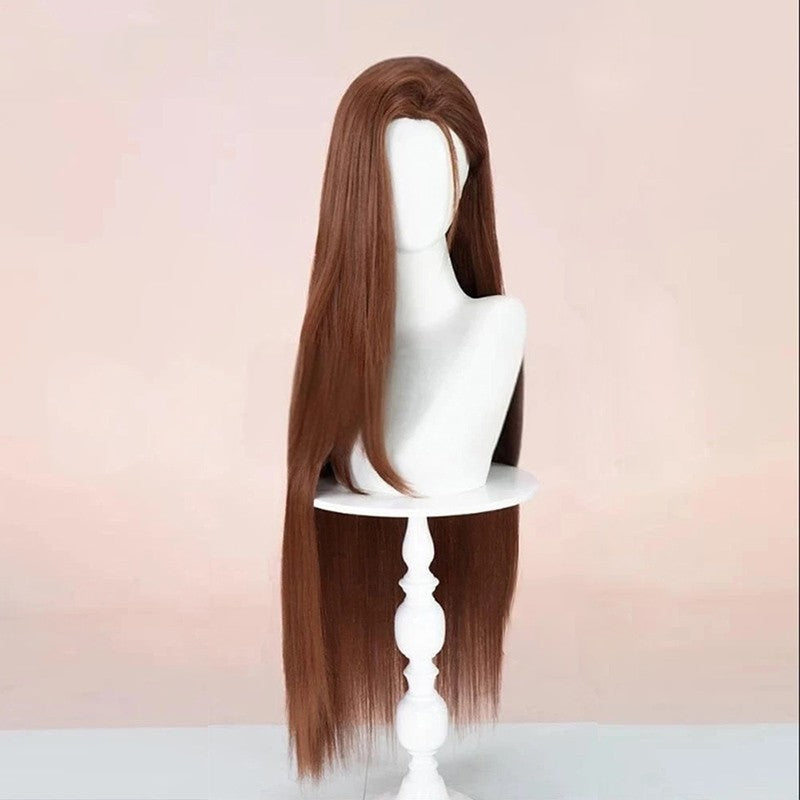 Peruca de Cosplay Hyuna de Alta Qualidade Alien Stage Peruca de Cosplay Longa e Lisa Castanha Resistente ao Calor Cabelo Sintético Perucas de Anime de Jogos + Touca de Peruca